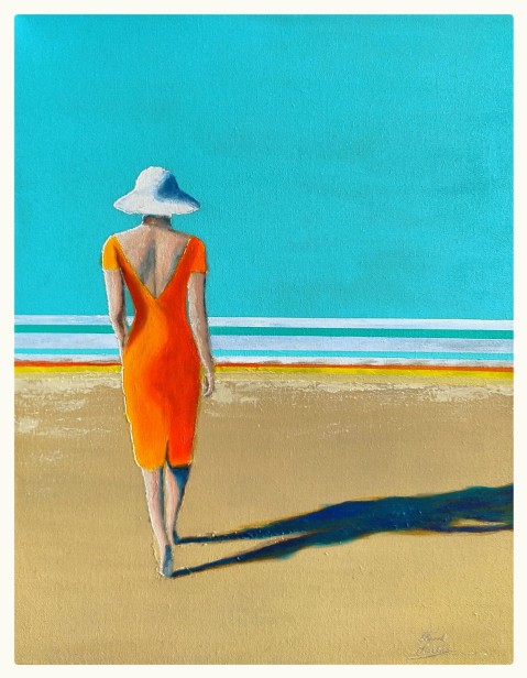 Kobieta na plaży obraz akrylowy autor:Marek Miszkiel